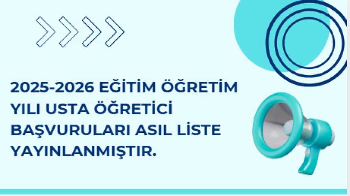 2025-2026 Eğitim Öğretim Yılı Ücretli Usta Öğreticilerin Asıl Sonuç Listesi